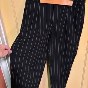Elegant Black Pinstripe Women's Wide Leg Pants